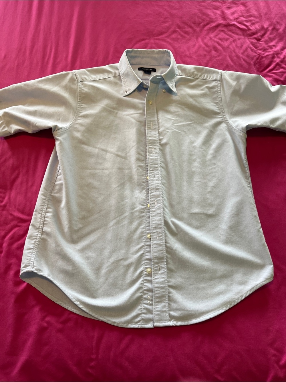 Lands End short sleeved button down dress shirt new